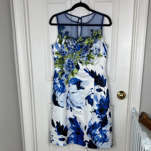 Rickie Freeman Teri John Blue/White Floral Shift Dress - 6 - Picture 1 of 13